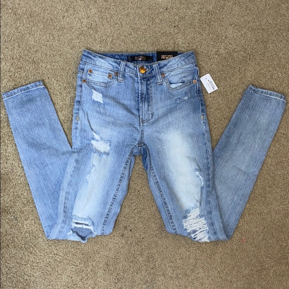 Ripped blue jeans